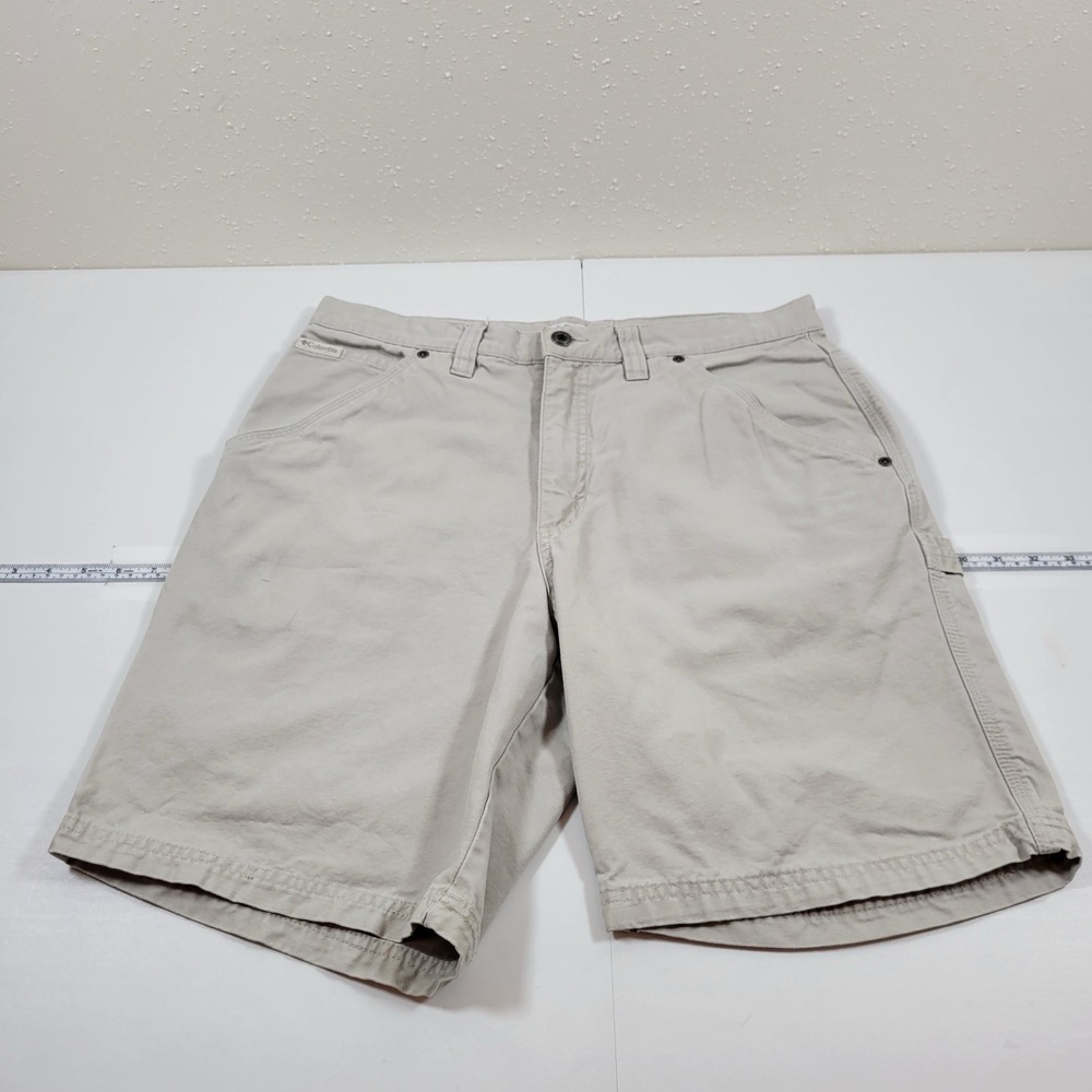 Columbia Carpenter Shorts Mens 34 Tan Good Cotton Utility Outdoor XM4424